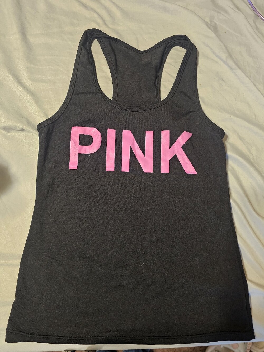 Black Racerback Tank with Hot Pink Logo